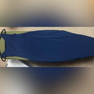 Rebel Sugar Deep Blue Curve-Hugging Maxi Dress